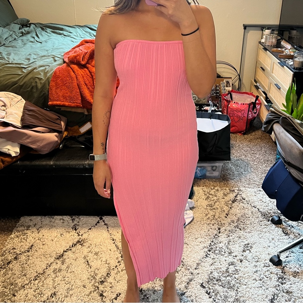 Barbie Pink Strapless Bodycon Dress